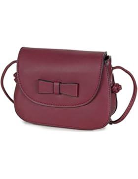 L&S Collection Kleine Damen Abendtasche Umhängetasche Kunstleder (17 x 12,5 x 6 cm) (Bordeaux Rot)