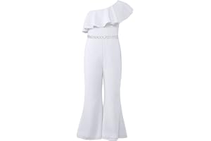 TiaoBug Mädchen Elegant Chiffon Jumpsuit Overall Lang Hosenanzug Neckholder Top Weite Hose Ganzkörperanzug Body Festzug Outfits