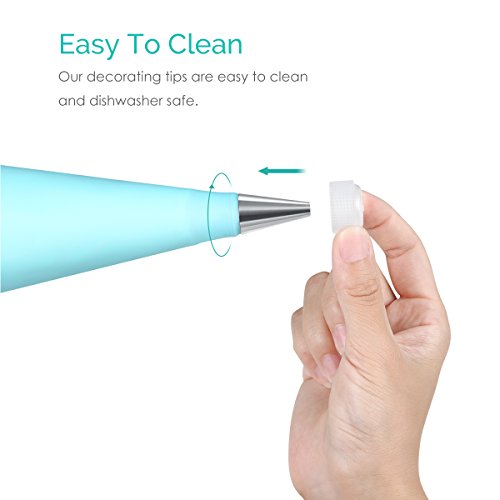 Oria Kuchen Spritztüllen Set, Professionelle 26 Stück Kuchen Einrichtungstipps, Hochwertigen Edelstahl Sahnehäubchen Rohrleitungen Düsen Gebäck Tipps mit 1 Wiederverwendbare Silikon Sahnehäubchen Tasche + 1 Standard Koppler + 1 Blume Nagel - 3
