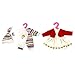 Produktbild MagiDeal 2 Sets Puppenkleidung - Kleid + Pyjamas mit Hut - Outfit für 14-16 Zoll Puppen - Rot + Kaffee