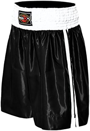 Maxx Boxing Shorts Pro Trunks Kick Boxing MMA Training Gym Men Red Blue Black (Large, Black)