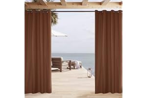 LIVEGO Outdoor Curtains for Garden Patio Waterproof,Blackout Thermal Insulated Eyelet Top Grommet Privacy Curtain for Gazebo Pergola Outside Balcony Indoor Living Room (B-Coffee,2 Panels W54"*L84")