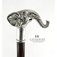 Spazierstock elegant Holz und Metall-Fass silber schwarz Gehstock Elefant Cavagnini anpassbare