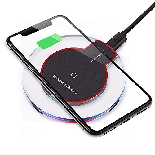 Preisvergleich Produktbild Bescita Qi Fast Wireless Ladegerät, Power-Ladepad für iPhone XS / XS MAX / XR Tragbare Ultradünne Acryl Clear Wireless-Ladegerät (Schwarz)