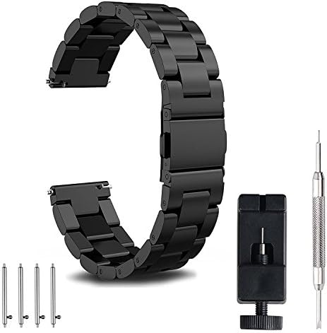 Withings Steel HR 36mm, Withings Activité POP / Steel / Sapphire Watch Strap, 18mm Watch Strap, einBand Quick Release Premium Solid Stainless Steel Metal Business Replacement Bracelet Strap for ASUS Zen Watch 2 1.45", HUAWEI Watch, WITHINGS Activite POP/Steel/Sapphire, Fossil Q Tailor and for All Models Spring Bars 18mm Watch, Black