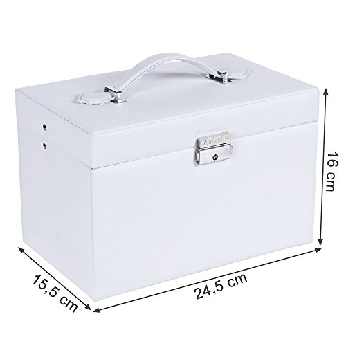 Songmics Schmuckkästchen abschließbar mit spiegel Schublade und Mini-Box (Weiß) JBC126W - 7