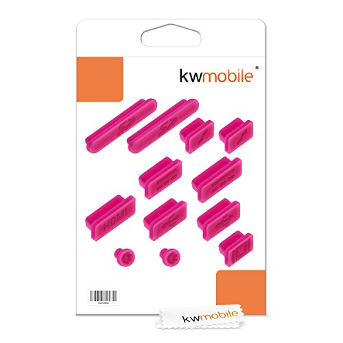 kwmobile 12in1 Set: 12er Staubschutz Set für Apple MacBook Pro 13″ 15″ Retina / Air 11″ 13″ (ab Mitte 2011) – Staubschutz Stecker Zubehör Dust Plug in Pink - 6
