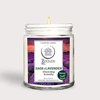 7LEAVES INC. Candle for Purification and Chakra Healing (Sage + Lavender)