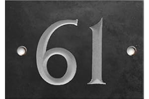 NUMBERS & NAMES BY ATLANTIC HARDWARE Engraved Slate House number sign - 1 to 99 (select your number here) - number 61 (Same Day Dispatch by 1st class Post!!!)