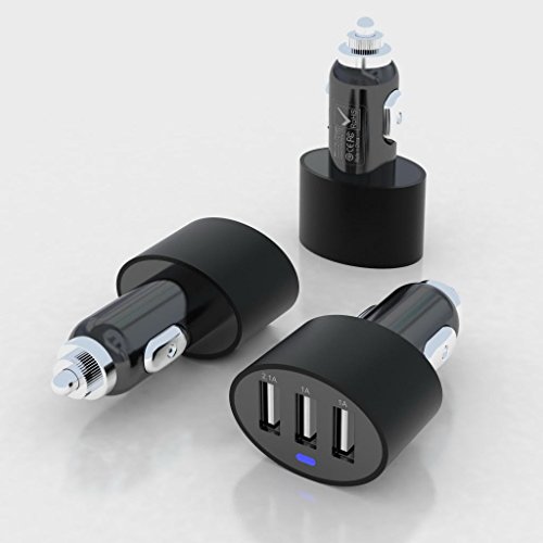 Neue Qualitt Drei-Port-USB Car Charger / USB 3 (2.1a, 1.0a und 1.0a) Ports zum gleichzeitigen Laden Drei Gerte / Kompatibel mit allen Apple & Android Tablets, Telefone und Gerte usw. / Inklusive Ipad Luft, Ipad4, Ipad3, Ipad2, Ipad Iphone 6, iPhone 5, iPhone 5S, iPhone 5C Samsung Galaxy S5, S4, S3, S2, Galaxy Note 3, Anmerkung 2 Galaxy Exhibit 4G, Mega 6.3, Legend, LG G2, Galaxy, Nokia Lumia 521 Kindle, HTC One, Nexus 5, 7, Droid, Motorola Razr Maxx, HD, Blackberry und mehr (schwarz)