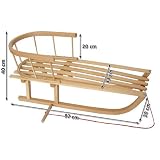 Winterexpress Holzschlitten mit Rückenlehne + Zugleine + SCHIEBESTANGE – Lehne -Kinderschlitten – Schlitten aus Holz Kinderschlitten NEU - 9