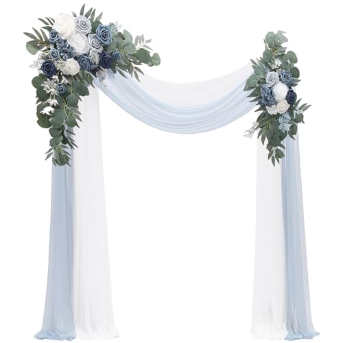 floroom Set di 4 fiori artificiali per arco nuziale, confezione da 4, 2 pezzi per composizioni floreali a pergolato, blu pasticcio
