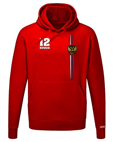 WM 2018 – Russia Digital – Russland – Herren Hoodie Kapuzenpullover in Rot Gr. M