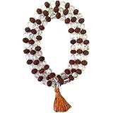Divya Shakti Natural Rudraksha & Pearl Mala 6 m.m Beads - 108+1 Beads Japa/Rosary Rudraksh + moti Mala (Spiritual mala)