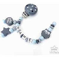 Schnullerkette mit Namen - Eule - Stern - Kleiner Prinz - Junge - D002