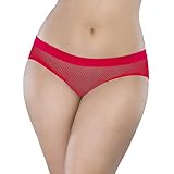 iEFiEL Braguitas Mujer Lencería Ropa Interior de Entrepiernas al Aire Braga Tanga Estirable para Mujer Transparente Rojo M