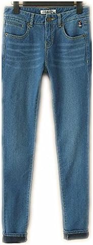 Byjia Jeans Women'S Skinny Ripped Distressed Pants Slim Pocket Classic Mid-Rise Inseam Zipper Long Button Loose Solid Color Casual . Light Blue . 165