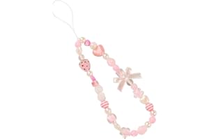 VICZON Lanière de Téléphone en Perles, Chaîne Anti-Perte de Téléphone, Cordon Telephone Portable, Bijoux de Telephone, rose Longe de téléphone portable