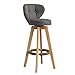 Produktbild Zeitgenössisch-Pub Height Indoor Swivel Bar Hocker mit Back und Wooden Legs for Home Kitchen, Modern,Gray,64cm
