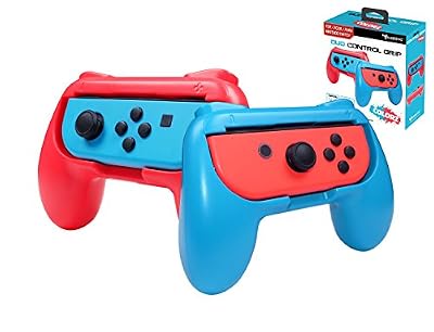 Nintendo Switch Subsonic - Grips manette pour Joy-Cons Nintendo Switch - Pack de 2 poignées de confort pour Joy Cons rouge et bleu fluo