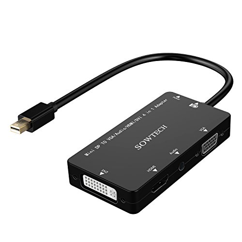 4 in 1 Mini DisplayPort Adapter, SOWTECH Vergoldet 4 in 1 Mini DP / Mini DisplayPort auf HDMI, DVI, VGA, Audio Male zu Female Kabel HDTV Adapter Konverter - 9