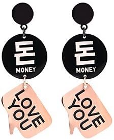 Earrings MJW&EH Women's Drop With Gift Box, Metallic Korean Stainless Steel Rectangle Jewelry Daily Costume Jewelry, one size