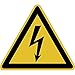 Produktbild Elektro-Warnschild gefährliche Spannung | Symbol: Blitz | selbstklebend | gelb/schwarz | 1 Stück