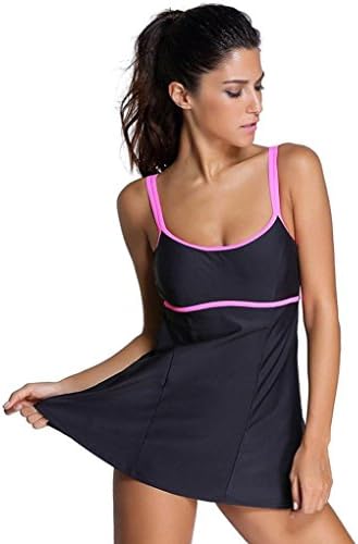 Trada Women's Plus Size Padded Bikini Swimdress Swimsuit Swimwear Bathing Suit Tankini Women Conservative Solid Color Swim Skirt Swimsuit High Waisted Bikini Swimming Costume Bikini Sale (XL, Black)