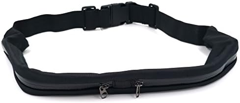 ToMill Outdoor Sport Waist Belt Purse Pouch 2 Pockets Wallet Elastic Running Belt Waist Bag (Black)