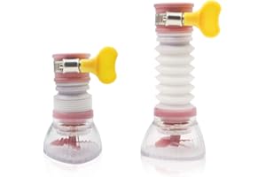 ROUCERLIN Faucet Water Purifier, Movable Kitchen Tap Head 360 Rotatable Sink Faucet Sprayer, Swivel Water Saving Tap Aerator Diffuser Faucet Nozzle Filter Adapter, Anti-Splash Extender Spout (Pink)