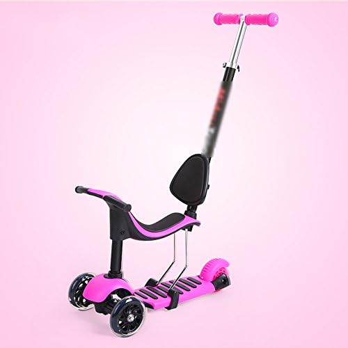 QFFL Scooter Four-in-one Skateboard Cart Children's Folding 2-10 Year Old Scooter Flash Scooter Sliding Block 7 Colors Optional (Color : A)