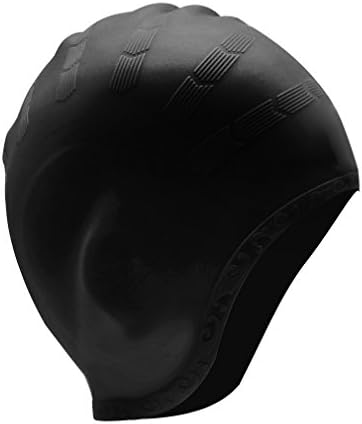 Swimming Cap with Ear Pockets,Kingzuo Direct Silicone Swim Hat for Long Hair Keep Hair Dry Waterproof UV Protection Large Head Women and Men Boys Girls Adult Juniors Childrens