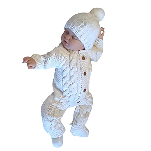 Preisvergleich Produktbild Kinderbekleidung,Honestyi junge Kinder warm Coat Baumwolle Kids winddicht abnehmbare Cap Jacken strampler unisex Neugeborene Baby Kleidung Baby Langarm gestrickte Kleidung Crawling (Weiß, 2-3T / 100CM)