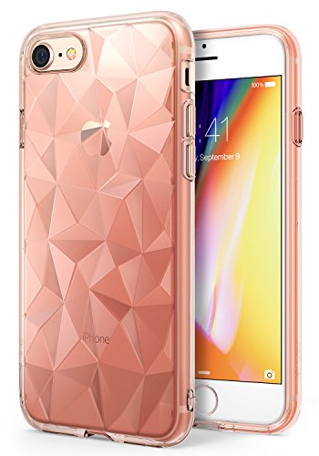 iPhone 7 / iPhone 8 Case, Ringke [AIR PRISM] 3D Contemporary Design Chic Slim Geometric Stylish Pattern Flexible Full-body Textured Protective TPU Drop Resistant Cover For Apple iPhone 7 â€“ Rose Gold