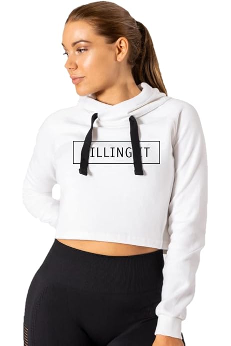 Buy Crop Sweatshirt for Women or Hoodie for Women Off White Embroidery Women  Winter Wear (M) at Amazon.in