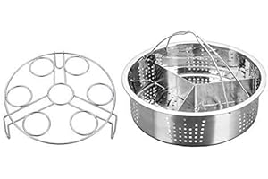 Evilandat Schnellkochtopf Einsatz, Dämpfkorb, Edelstahl Dünsteinsatz inklusiv Dreibein Für Dünsteinsatz Pfannen, 8qt Schnellkochtopf