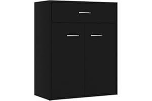 ‎VIDAXL vidaXL Sideboard, Kommode mit viel Stauraum, Schrank mit 1 Schublade 2 Türen, Mehrzweckschrank Anrichte für Wohnzimmer, Modern, Schwarz 60x30x75cm Holzwerkstoff