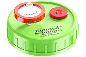 BIOMED SOLUTIONS 6 coperchi per coltura liquida a bocca regolare, coperchio per barattolo di grano, con filtro per siringa in PTFE da 0,22 um e porte di iniezione autorigeneranti da 20 mm per la coltivazione di funghi