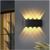 15W Dekoratif &Ccedil;ift Y&ouml;nl&uuml; LED Duvar Apliği - 8 LED&rsquo;li Modern Tasarım, Cata Kapri Dış ve İ&ccedil; Mekan Aydınlatma Lambası, (Siyah Ka