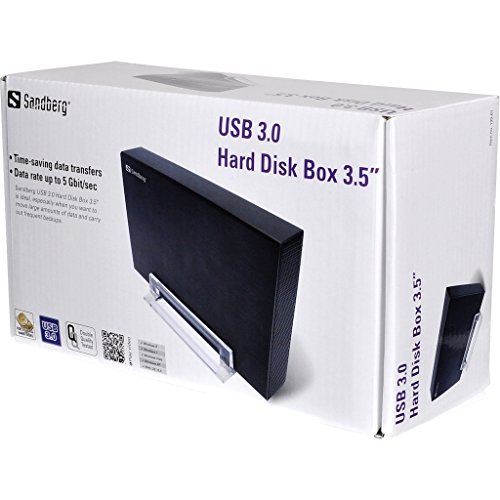 SANDBERG USB 3.0 Hard Disk Box fuer 3.5zoll 8.9cm SATA Festplatte Bis 5 Gbit/s Schwartz Stromversorgung und USB3.0 Kabel inkludiert - 2