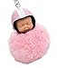 Produktbild Quanjucheer Schlüsselanhänger, Motiv: flauschiges, schlafendes Baby, Pompon, mit Motorradhelm, rose, 3.94"