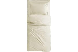 MAXIME MAISON - Bettlaken Set (3 Teilige, Creme) 100% Baumwolle, für Allergiker geeignet, 1 Spannbettlaken 90x200cm, 1 Bettlaken 150x285cm und 1 Kissenbezüge 52x82cm (BETTBEZUG Nicht ENTHALTEN)