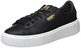 Obermaterial aus Leder. Puma Damen Basket Platform Core Sneaker, Schwarz (Black-Gold), 38 EU