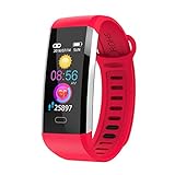 DJym Fitness Tracker, Color Screen Display Waterproof Sports Smart Watch Wristband mit Heart Rate Monitor, Activity Tracker Pedometer für iOS & Android,Red