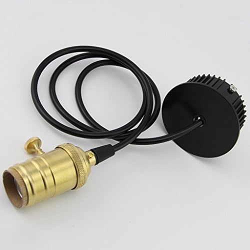 E27 Copper Lamp Holder Bamboo Lantern Chandelier Line LED Bulb Hanging Line Lighting Fixture Accessories With Ceiling Plate Lamp Line Length 100 CM