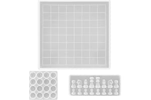 Set di stampi in resina per scacchiera AIFUDA - 1 pezzo di stampo in silicone per scacchiera da gioco, 1 pezzo di stampo per pedine e 1 pezzo di scacchi per stampi per colata epossidica progetti