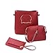 Produktbild 3 Teile Tasche Set Damen Vintage Weich Leder Citytasche Handtasche Schultertasche + Reise Crossbody Umhängetasche + Casual Messenger Reißverschluss Handtasche (Rot)