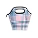Produktbild SKYDA Insulated Lunchpaket Plaid Check Pattern In Bluee Lunch Tote Reusable Cooler Bag Organizer Portable Reusable Lunch Tote