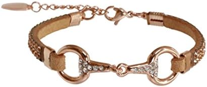 Lilo Rose Gold Steel Snaffle Bit Bracelet, Equestrian, Pony, Horse, Rhinestone Jewellery, Size: 14 / 17 cm, Christmas Gift