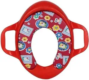 MadSan Cushioned Potty Seat, Toilet Seat with Handle for Kids (Red)